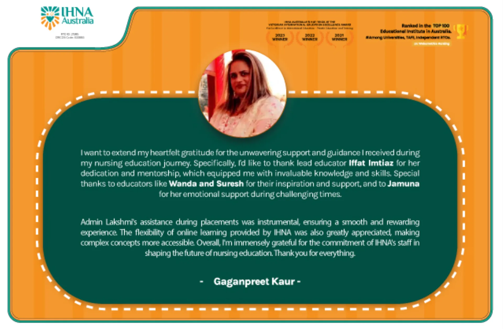 Student Spotlight: Reflecting on Excellence in Nursing Education at IHNA